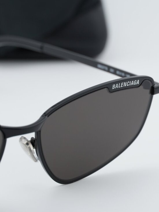 Balenciaga BB0277S 001 Unisex Rectangle Sunglasses - Black / Grey main image 9